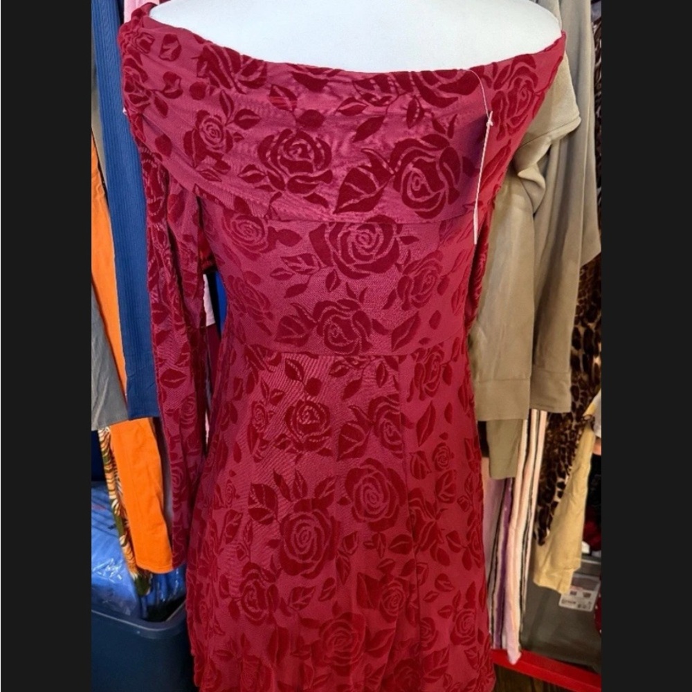 Wild Fable Red Floral Long Sleeve Dress